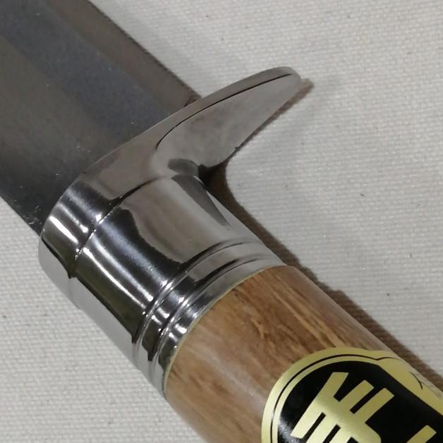 土佐打刃物 両刃 剣鉈210mm 磨 ステンツバ付口金付 青鋼 皮 土佐打刃物 両刃 剣鉈210mm 磨 ステンツバ付口金付 青鋼 皮