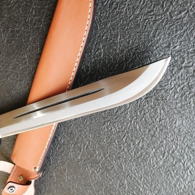 土佐打刃物 両刃 剣鉈180mm 磨 ステンツバ付口金付 青鋼 皮ケース付