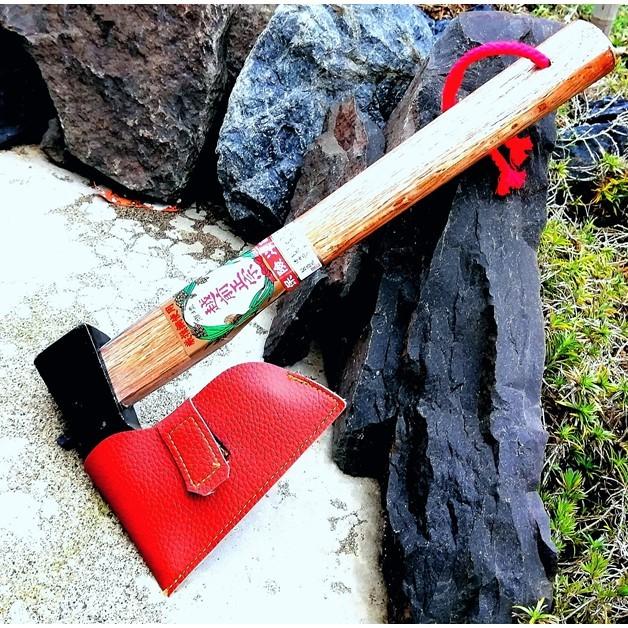 日本製 越前正宗 鋼付片手オノ 330mm 樫材柄 カバー付き 薪割