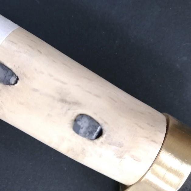 剣鉈 240mm 鋼付 片刃 真鍮ツバ付 木鞘付(茶革貼) 枝打ち 藪 剣鉈 240mm 鋼付 片刃 真鍮ツバ付 木鞘付(茶革貼) 枝打ち 藪