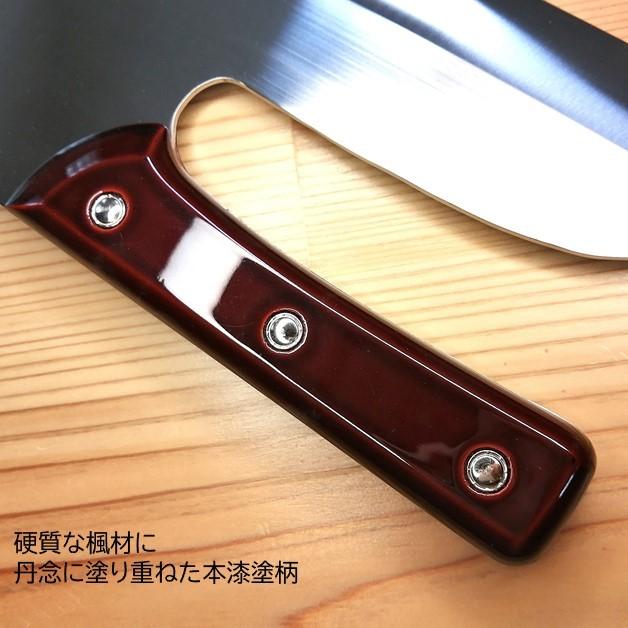 越前刃物 本職用 越前数馬作 ステン蕎麦切包丁 磨き 青二鋼 330mm 漆