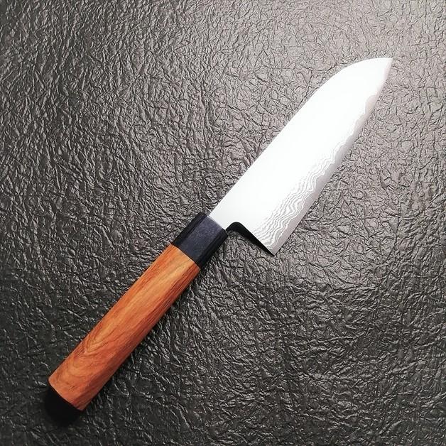 三徳包丁 高級 ダマスカス包丁 ステンレス ナイフ 両刃 プレゼント 万能310 越前数馬作 雪月花 ステンダマスカスV金10号 三徳包丁165mm 積層17層