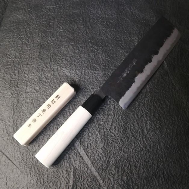 越前数馬作 手打本鍛造 黒打 白二鋼 菜切兼用・餅切包丁 180mm 越前数馬作 手打本鍛造 黒打 白二鋼 菜切兼用・餅切包丁 180mm