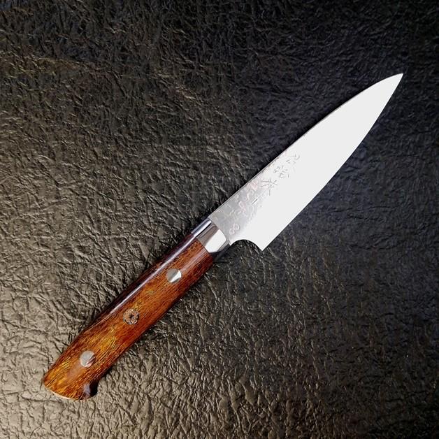 佐治作 VG10 ダマスカス鋼 ペティナイフ 135mm 黒仕上げ 寿檀八角柄