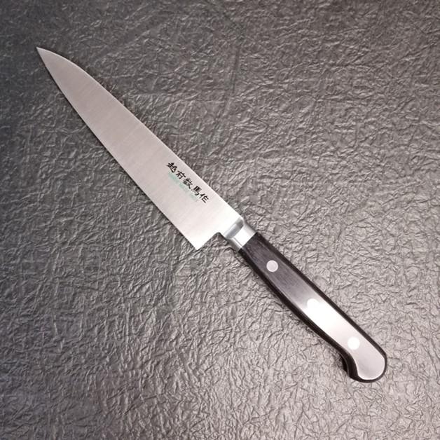越前数馬 イノックス 別誂 本焼 ペティ包丁 120mm 本刃付 黒合板柄