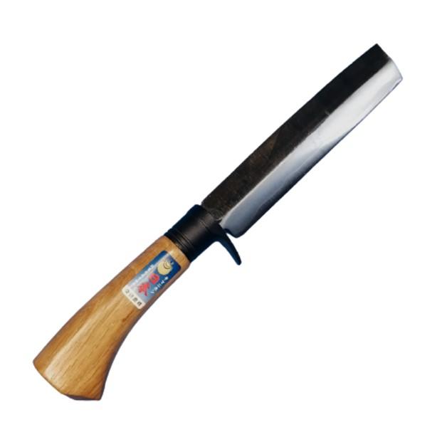 玉日本 焚火鉈 両刃 白紙 180mm 黒仕上 レザ−刃当て付 竹割鉈（菱型