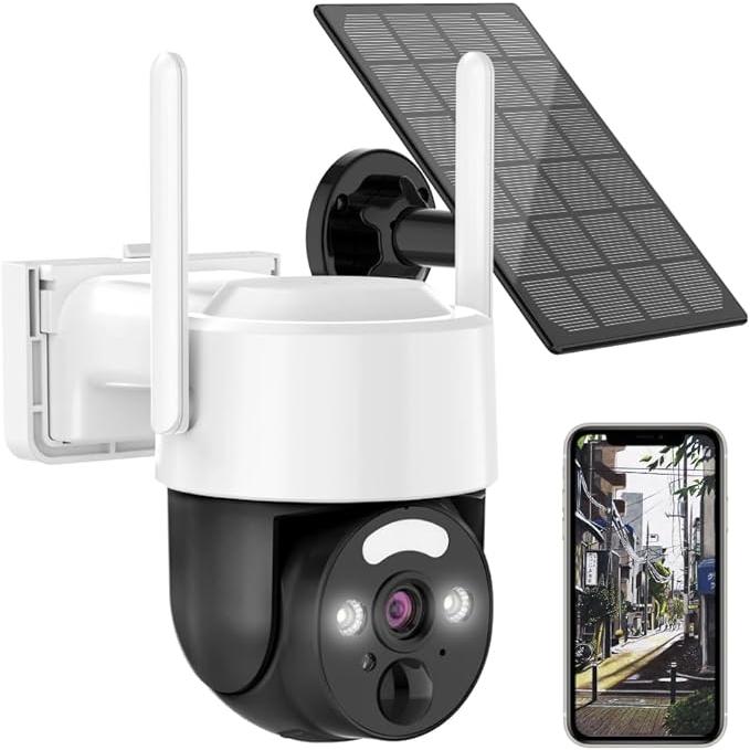 防犯カメラ屋外 ソーラーパネル 2K解像度 人感センサー ドーム型360度