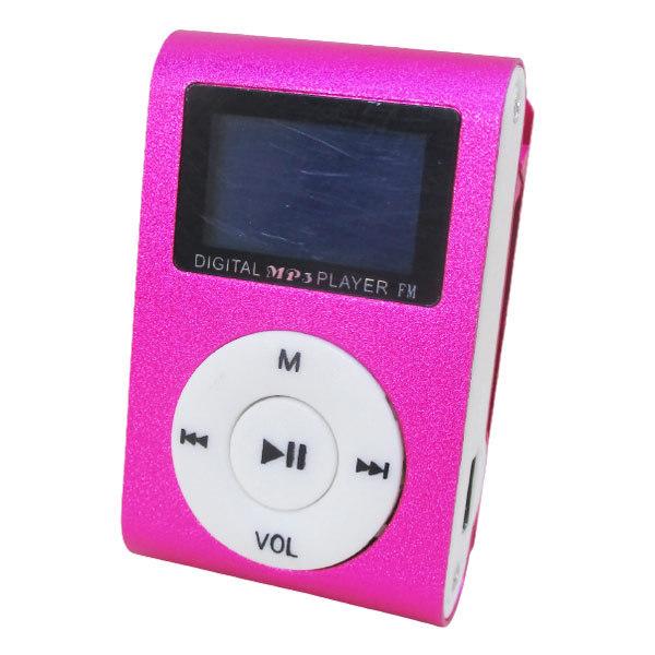 同梱可能 MP3プレーヤー アルミ LCDスクリーン付き クリップ microSD式 MP3プレイヤー ピンクｘ１台