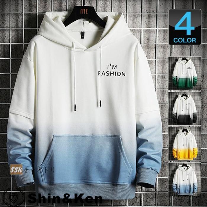 パーカー グラデーション メンズ 秋服 スウェット プルオーバーパーカー 長袖パーカー 4cddo2fu Shinken 通販 Yahoo ショッピング