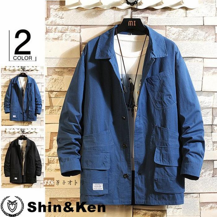 シャツジャケット メンズ ブルゾン ジャケット アウター ビッグシルエット 無地 メンズファッション 5o7gj6lz Shinken 通販 Yahoo ショッピング