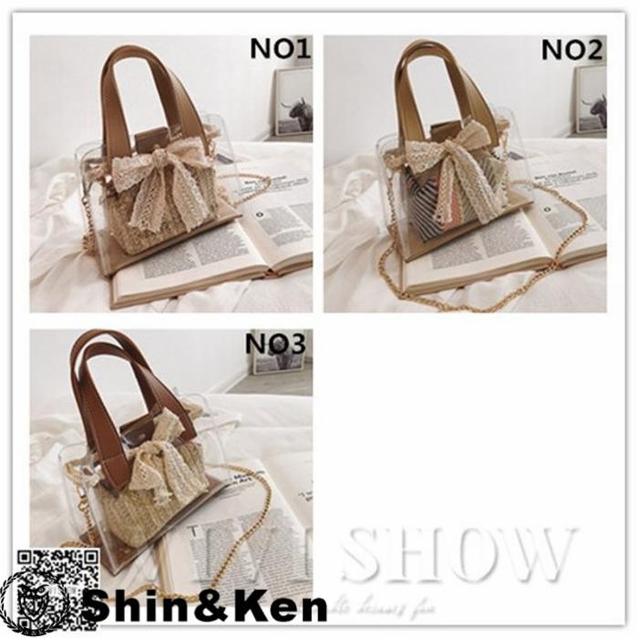 クリアバッグ レディース ハンドバッグ ショルダー 斜め掛け チェーン付き リボン可愛い エコバッグvivishow 85pcm9bt Shinken 通販 Yahoo ショッピング