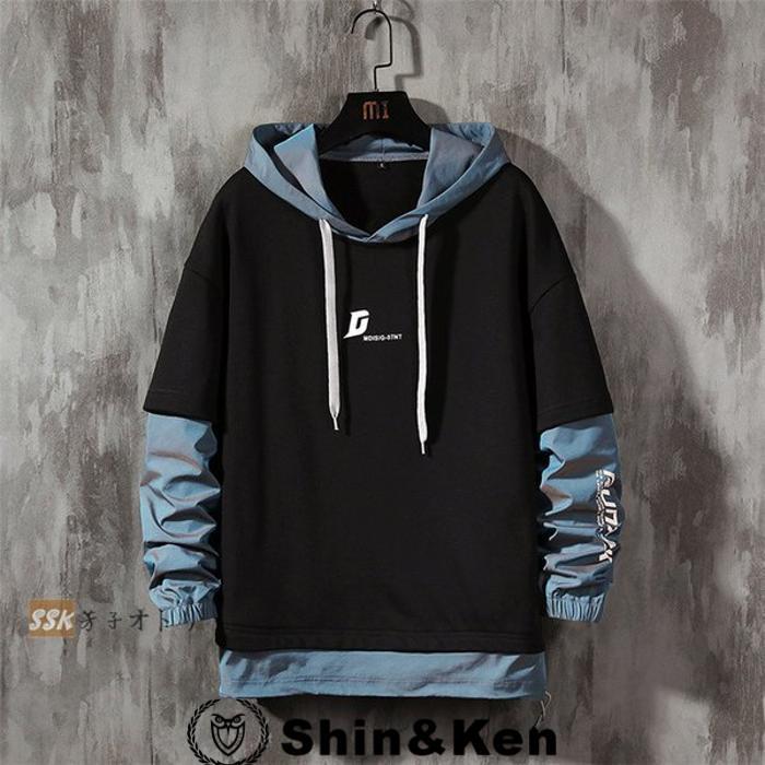 パーカー メンズ 長袖パーカー トップス 重ね着風 メンズパーカー おしゃれ 秋服 メンズファッション 秋冬 Ahkfmeuy Shinken 通販 Yahoo ショッピング