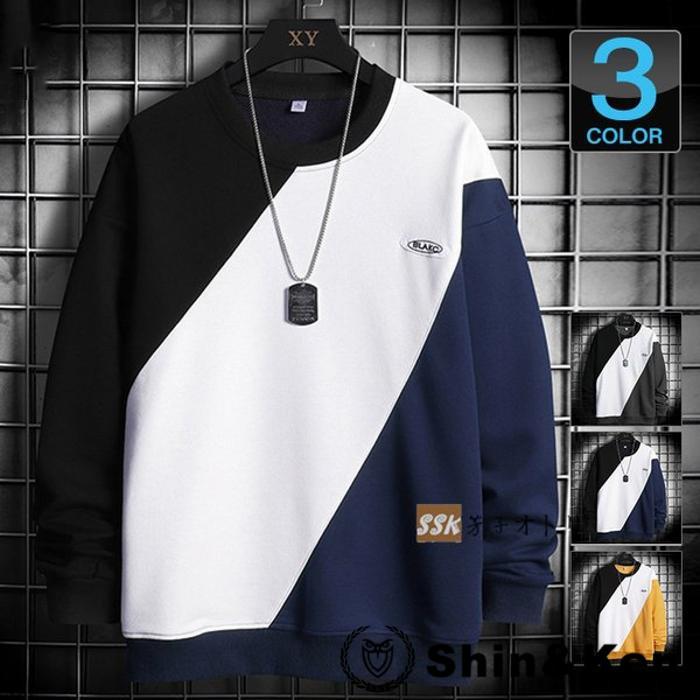 トレーナー 秋服 メンズ 配色 切り替え トップス 長袖トレーナー おしゃれ プルオーバー クルーネック 秋 冬 Dp5ndyk8 Shinken 通販 Yahoo ショッピング