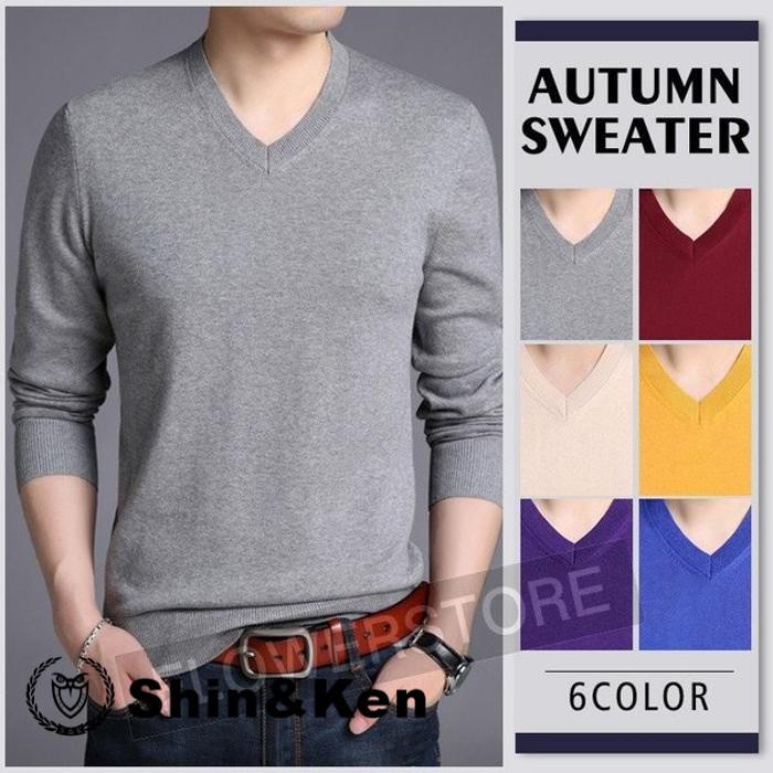 ニット メンズ 秋冬 セーター Vネック 長袖 トップス 無地 薄手 メンズ ニット 新作 シンプル キレイめ 細身 オシャレ Iuvfeblr Shinken 通販 Yahoo ショッピング