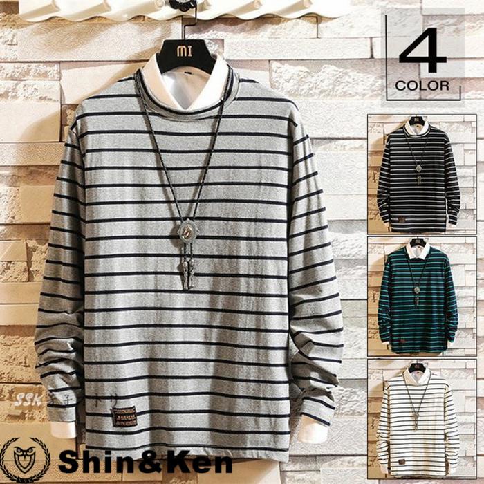 ボーダーtシャツ 長袖 メンズ ロングtシャツ 秋服 ロンt 長袖tシャツ クルーネック スリム トップス M4saqhds Shinken 通販 Yahoo ショッピング
