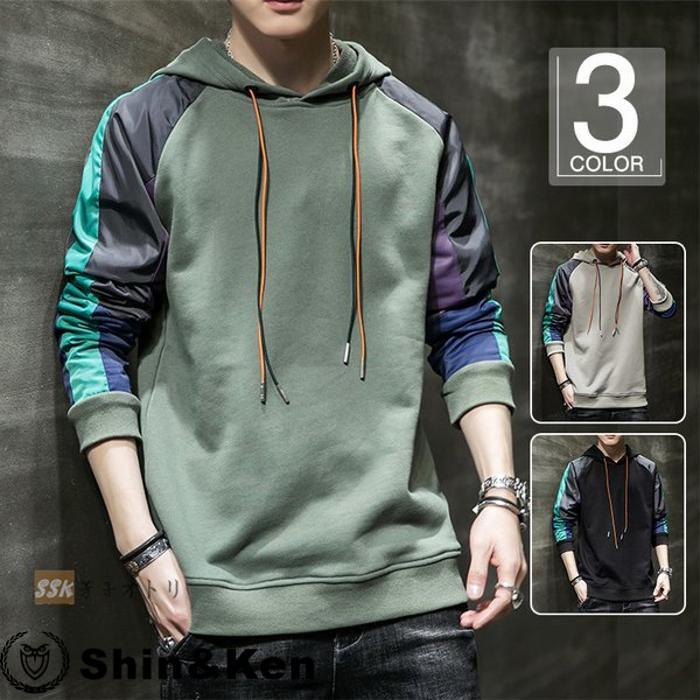 パーカー メンズ 秋服 メンズパーカー 配色切り替え 長袖パーカー プルオーバーパーカー スウェット 秋物 秋冬 Sfd5yu8s Shinken 通販 Yahoo ショッピング