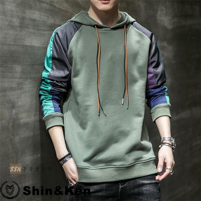 パーカー メンズ 秋服 メンズパーカー 配色切り替え 長袖パーカー プルオーバーパーカー スウェット 秋物 秋冬 Sfd5yu8s Shinken 通販 Yahoo ショッピング