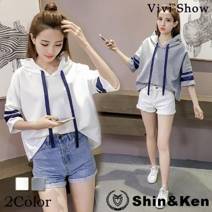 パーカー レディース 半袖 七分袖 薄手 ゆったり フード付き スポーツ きれいめ 春夏秋 トップス アウター Ush6lz25 Shinken 通販 Yahoo ショッピング