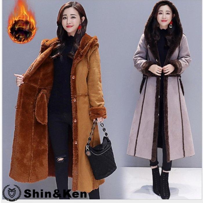最先端 コート レディース ムートンコート 超ロング フード付き 裏ボア フェイクファー オーバーコート