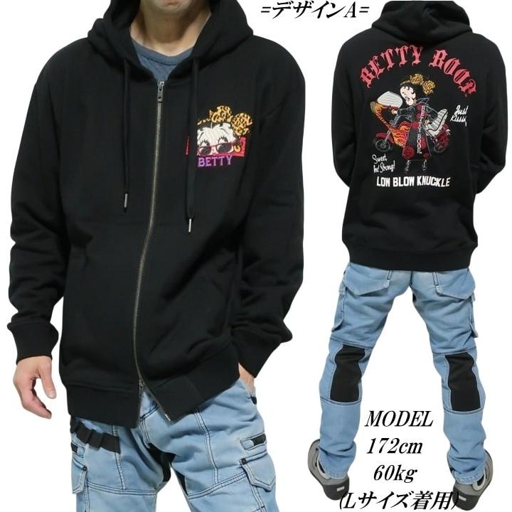 ベティーブープ ベティブープ ジップパーカー ヤンキー 刺繍 BETTY BOOP ローブローナックル/LOW BLOW KNUCKLE 裏パイル地 ライダー/バイク_4