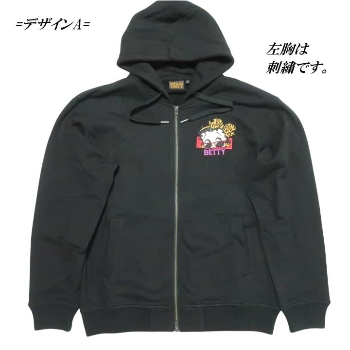 ベティーブープ ベティブープ ジップパーカー ヤンキー 刺繍 BETTY BOOP ローブローナックル/LOW BLOW KNUCKLE 裏パイル地 ライダー/バイク_7