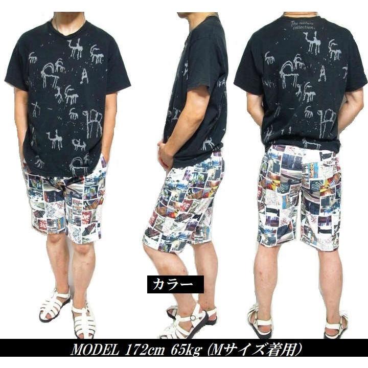 ハーフパンツ メンズ フォト/昇華転写/プリント 薄手 カラー/モノクロ