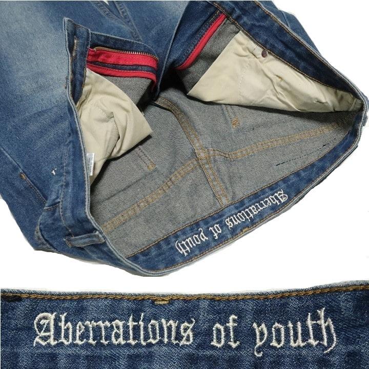 SKULL ジーンズ メンズ 刺繍 スカル/ドクロ 十字架/クロス フェイク