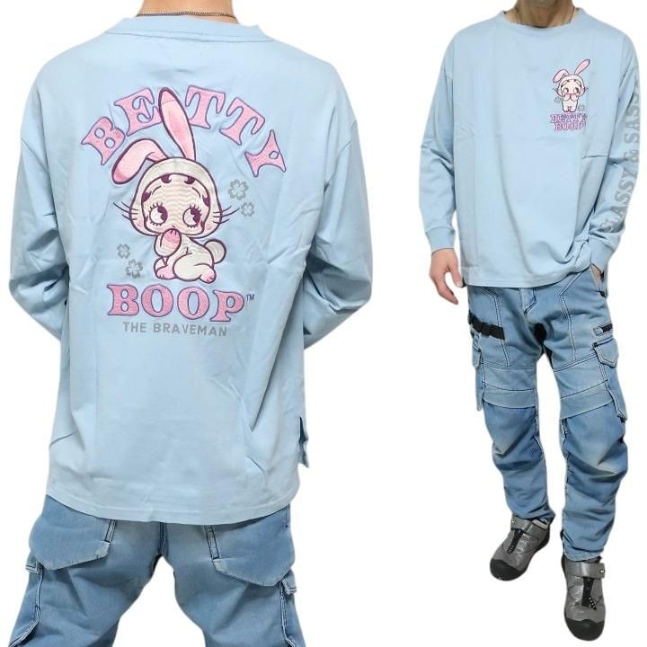 BETTY BOOP ベティーブープ コラボ ブレイブマン Tシャツ/ロンT BETTY BOOP ベティーブープ コラボ ブレイブマン Tシャツ/ロンT