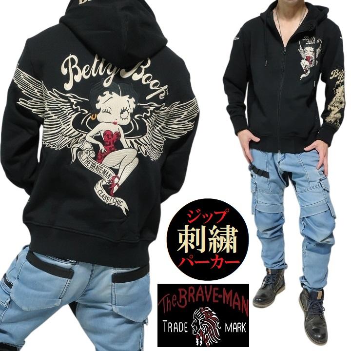 Braveman Betty Boop フード付き刺繍ジャケット Braveman Betty Boop フード付き刺繍ジャケット
