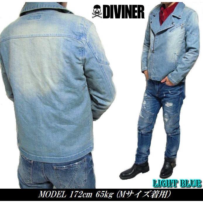 DIVINER デニム ダブル ライダース ジャケット ディバイナー