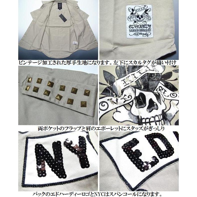 エドハーディー 半袖シャツ メンズ ED HARDY スカル スタッズ｜shinkirohjacket｜06