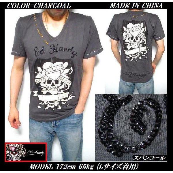 Ed Hardy（エド・ハーディー） Tシャツ メンズ スカル 半袖 スタッズ V