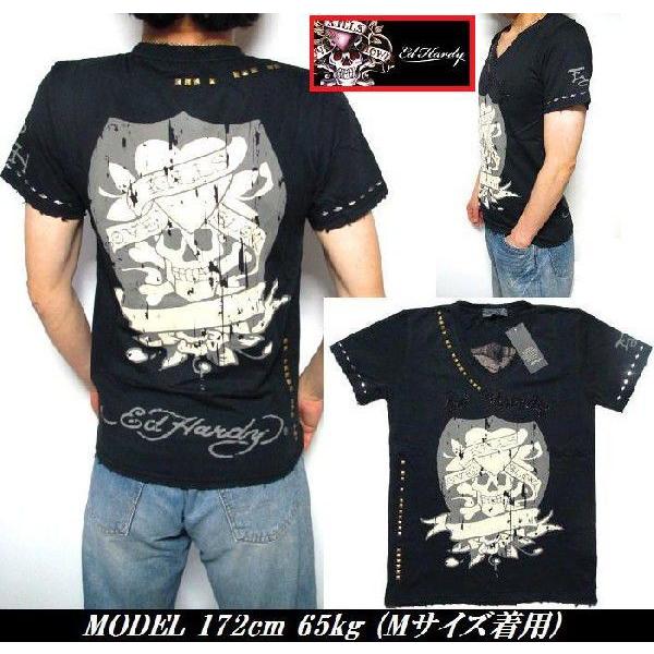 Ed Hardy（エド・ハーディー） Tシャツ メンズ スカル 半袖 スタッズ V