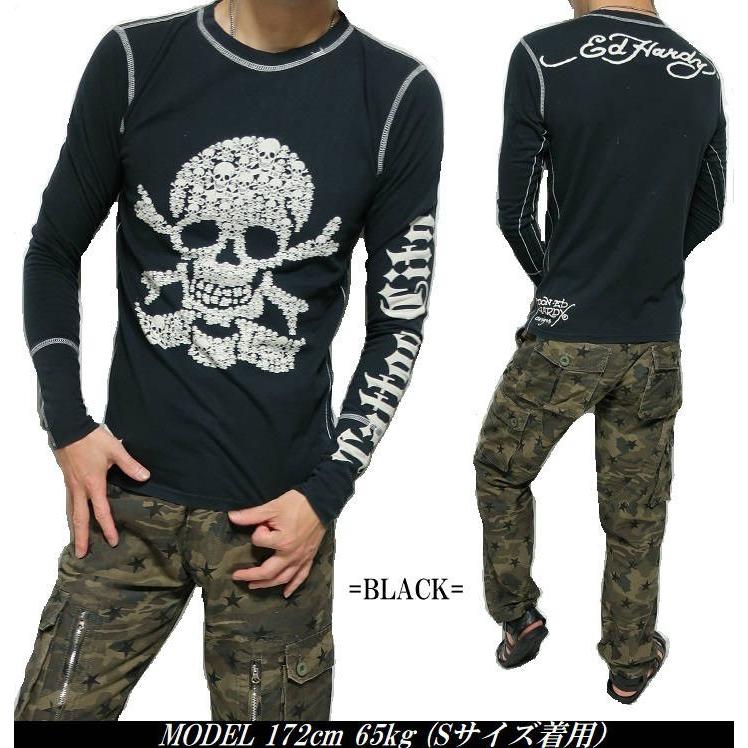 ドンエドハーディー長袖 Tシャツロン T スカルドクロラインストーン