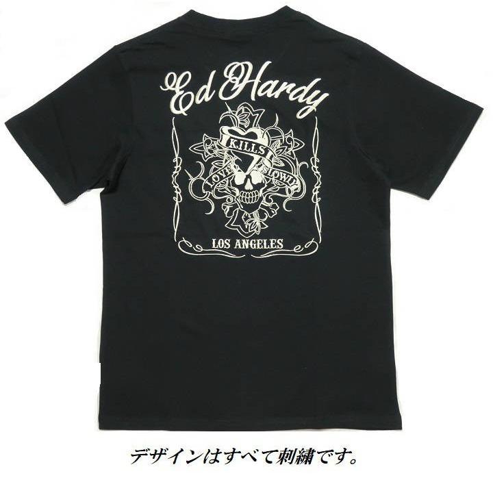 エドハーディー ed hardy Tシャツ メンズ スカル/ラブキル 刺繍