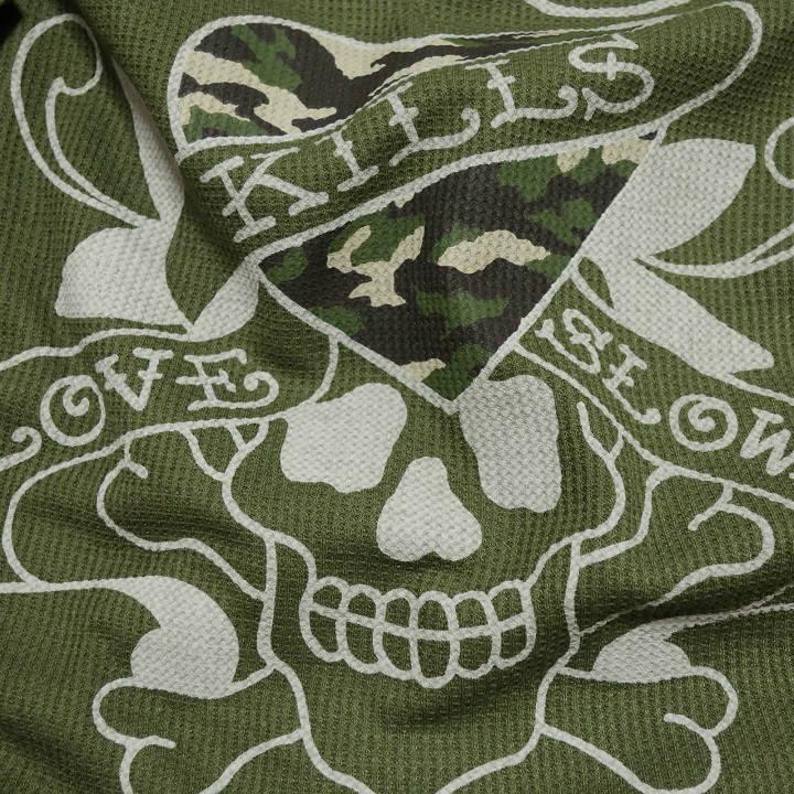 Ed Hardy 長袖ワッフルカットソー スカルプリント Ed Hardy（エド・ハーディー） ed hardy Tシャツ ロンT メンズ