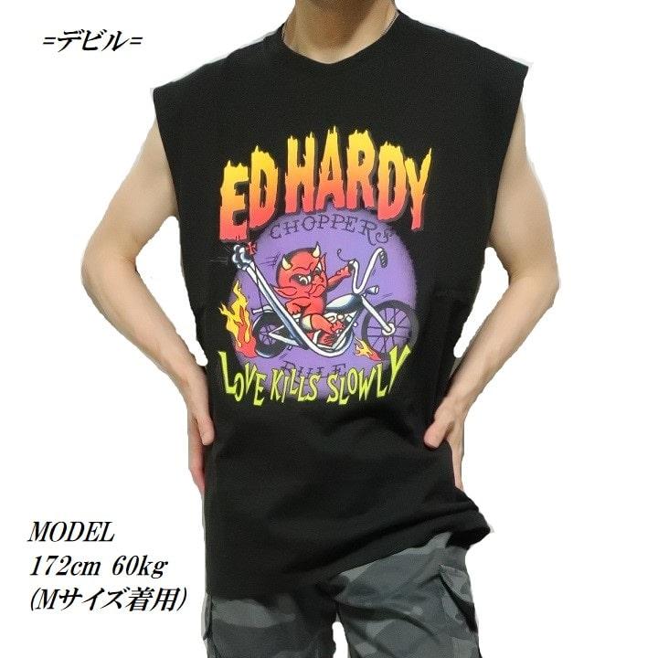 エドハーディー ed hardy Tシャツ ハット/スカル/ドクロ/小悪魔/デビル メンズ プリント ノースリーブ オーバーサイズ 正規ライセンス｜shinkirohjacket｜16