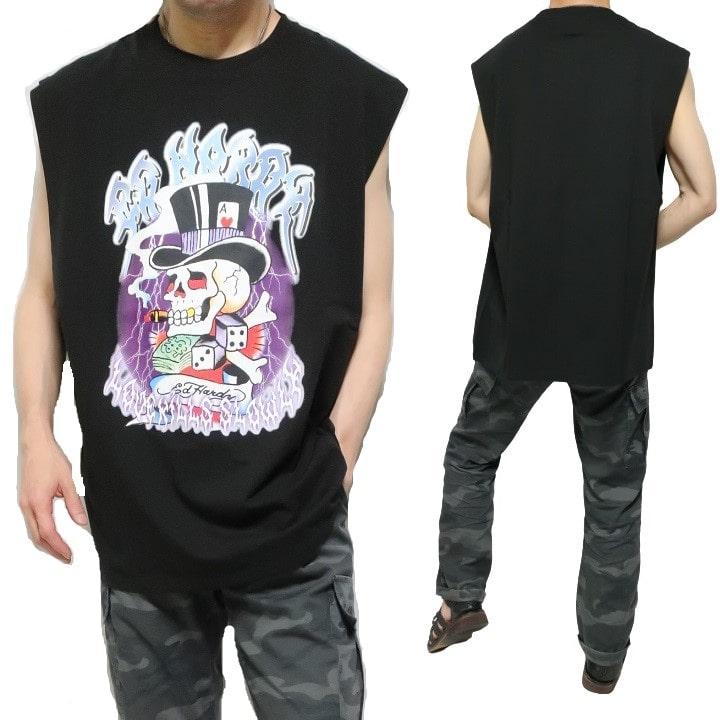 エドハーディー ed hardy Tシャツ ハット/スカル/ドクロ/小悪魔/デビル メンズ プリント ノースリーブ オーバーサイズ 正規ライセンス｜shinkirohjacket｜04