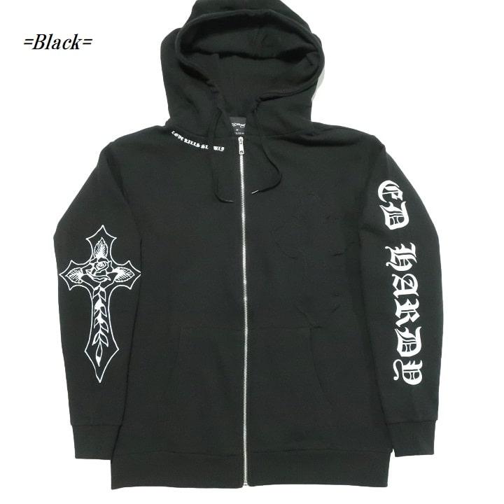Ed Hardy エドハーディー ed hardy ジップ パーカー 長袖 十字架 Ed Hardy エドハーディー ed hardy ジップ パーカー 長袖 十字架