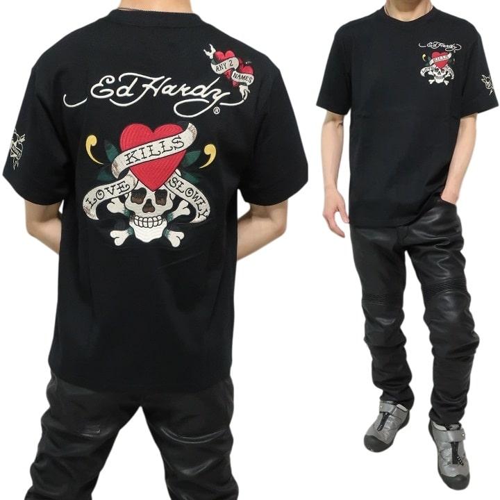 Ed Hardy（エド・ハーディー） Tシャツ ラブキル/スカル メンズ