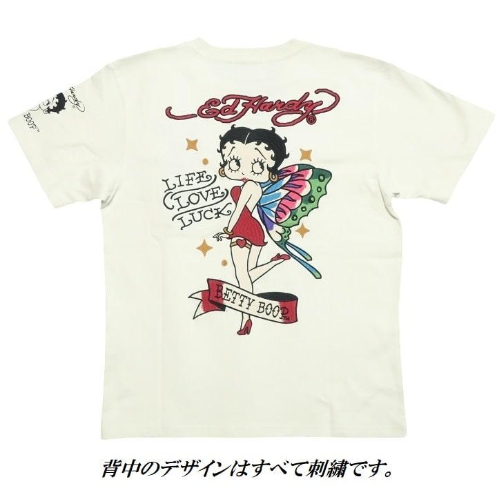 （8）ED Hardy Betty Boopストーン装飾 Tシャツ 白 8）ED Hardy Betty Boopストーン装飾 Tシャツ 白 【公式通販】