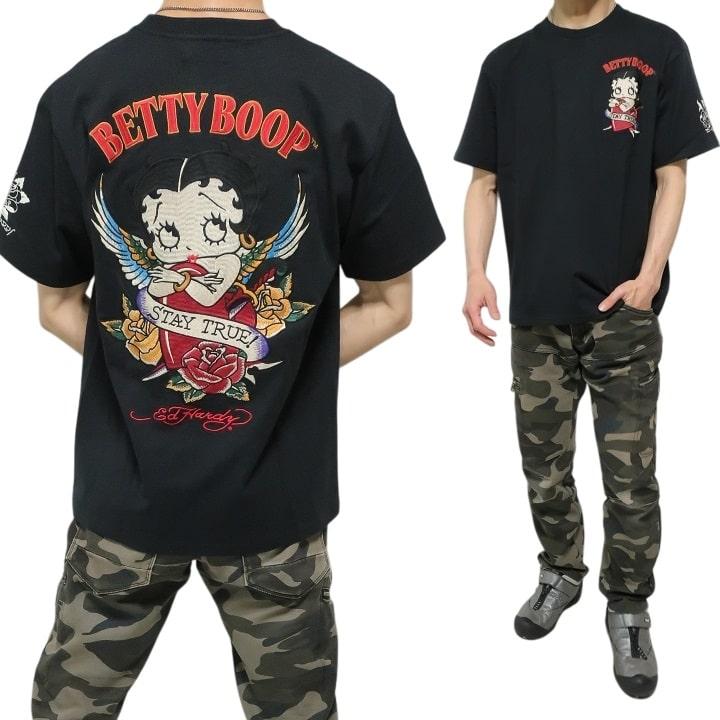 Betty Boop ベティちゃん Tシャツ 刺繍 半袖 トランプ バラ 薔薇 Betty Boop ベティちゃん Tシャツ 刺繍 半袖 トランプ バラ 薔薇
