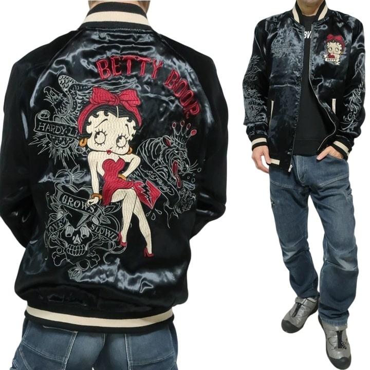エドハーディー ベティーブープ ベティブープ コラボ ED HARDY BETTY BOOP リバーシブル スカジャン ユニセックス ラブキル BED-2510の画像