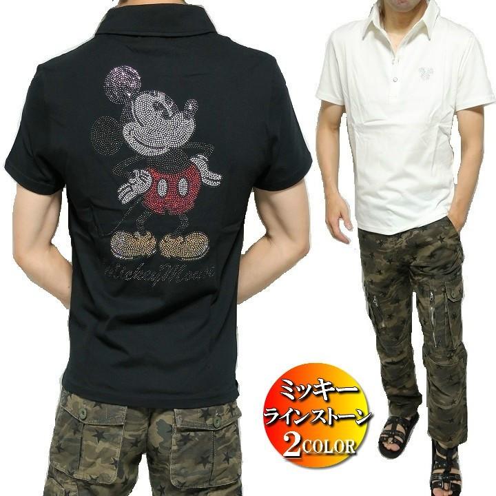 MICKEY MOUSE ミッキーマウス ポロシャツ メンズ ラインストーン MICKEY MOUSE ミッキーマウス ポロシャツ メンズ ラインストーン