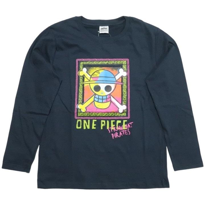 ワンピース Tシャツ ロンT 長袖 スカル/ドクロ キャラクター メンズ アニメ Netflix ネットフリックス プリント ONE PIECE 限定 ネイビー｜shinkirohjacket｜10