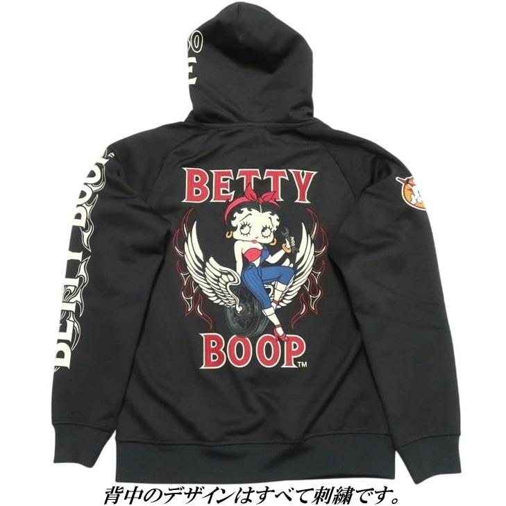 ベティーブープ ベティブープ ジップパーカー 刺繍 BETTY BOOP ストレッチボンディング/裏ワッフル ライダー/バイク BBN-2522 ネバーマインド_12