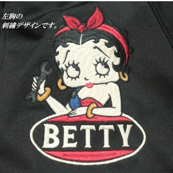 ベティーブープ ベティブープ ジップパーカー 刺繍 BETTY BOOP ストレッチボンディング/裏ワッフル ライダー/バイク BBN-2522 ネバーマインド_16
