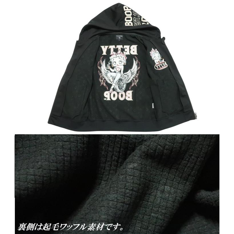 ベティーブープ ベティブープ ジップパーカー 刺繍 BETTY BOOP ストレッチボンディング/裏ワッフル ライダー/バイク BBN-2522 ネバーマインド_20