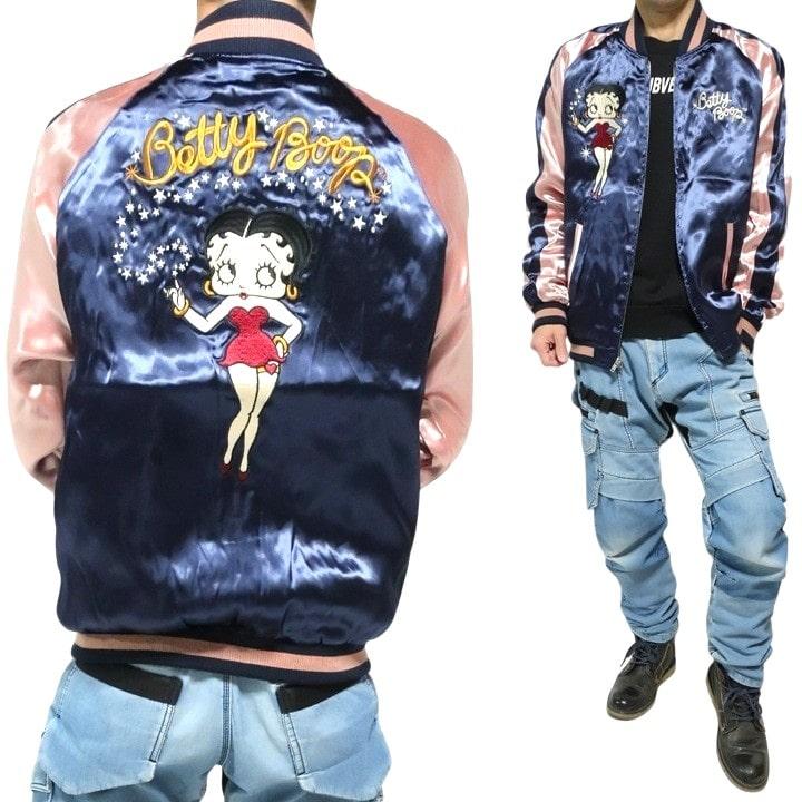 Supreme ベティ・ブープ スカジャン 青 BETTY BOOP（ベティ ブープ） ベティーブープ リバーシブル/スカジャン