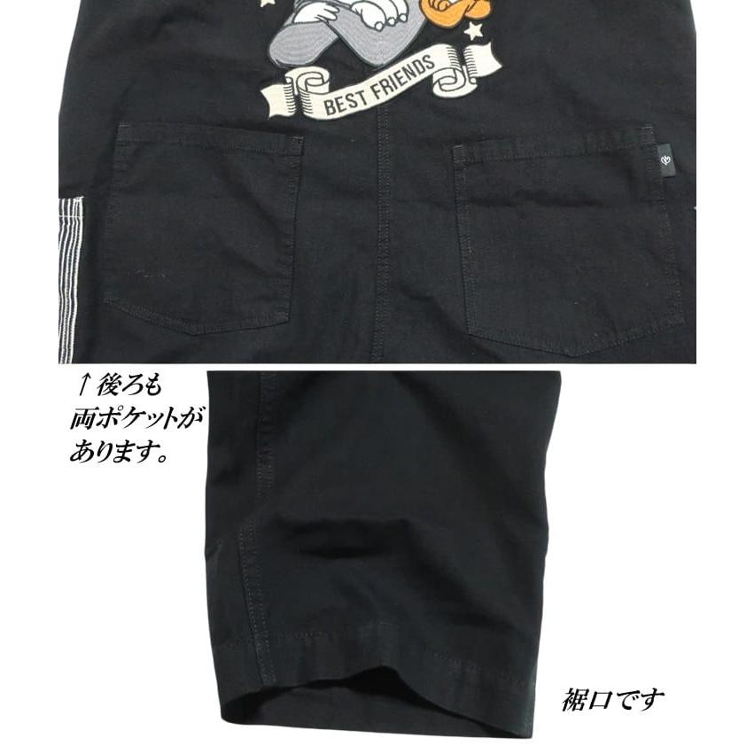 トムとジェリー オーバーオール 刺繍 メンズ/レディース/ユニセックス TOM & JERRY キャラクター ブラック/オリーブ サイズM-L-XL TJN-2609 ネバーマインド | メンズセレクト | 12